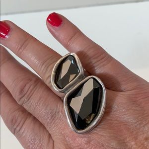 Unode50 Grey Swarovski Elements Ring Size 8-8.5